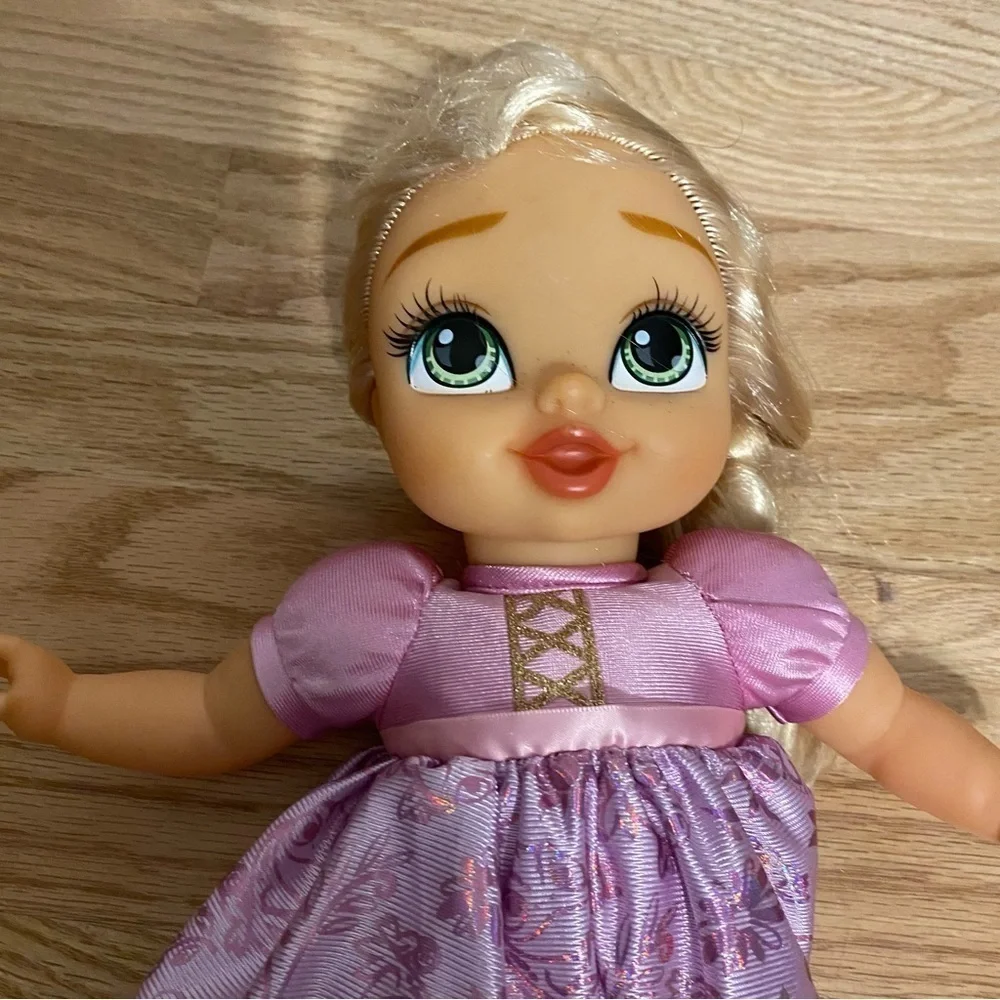 Disney Rapunzel Baby Doll Hard Kids Toy Princess Purple Pink Dress Blonde Hair